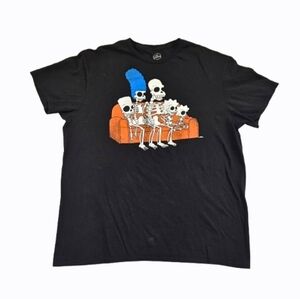 The Simpsons Skeleton Family Couch Mens XL Black Graphic T Shirt